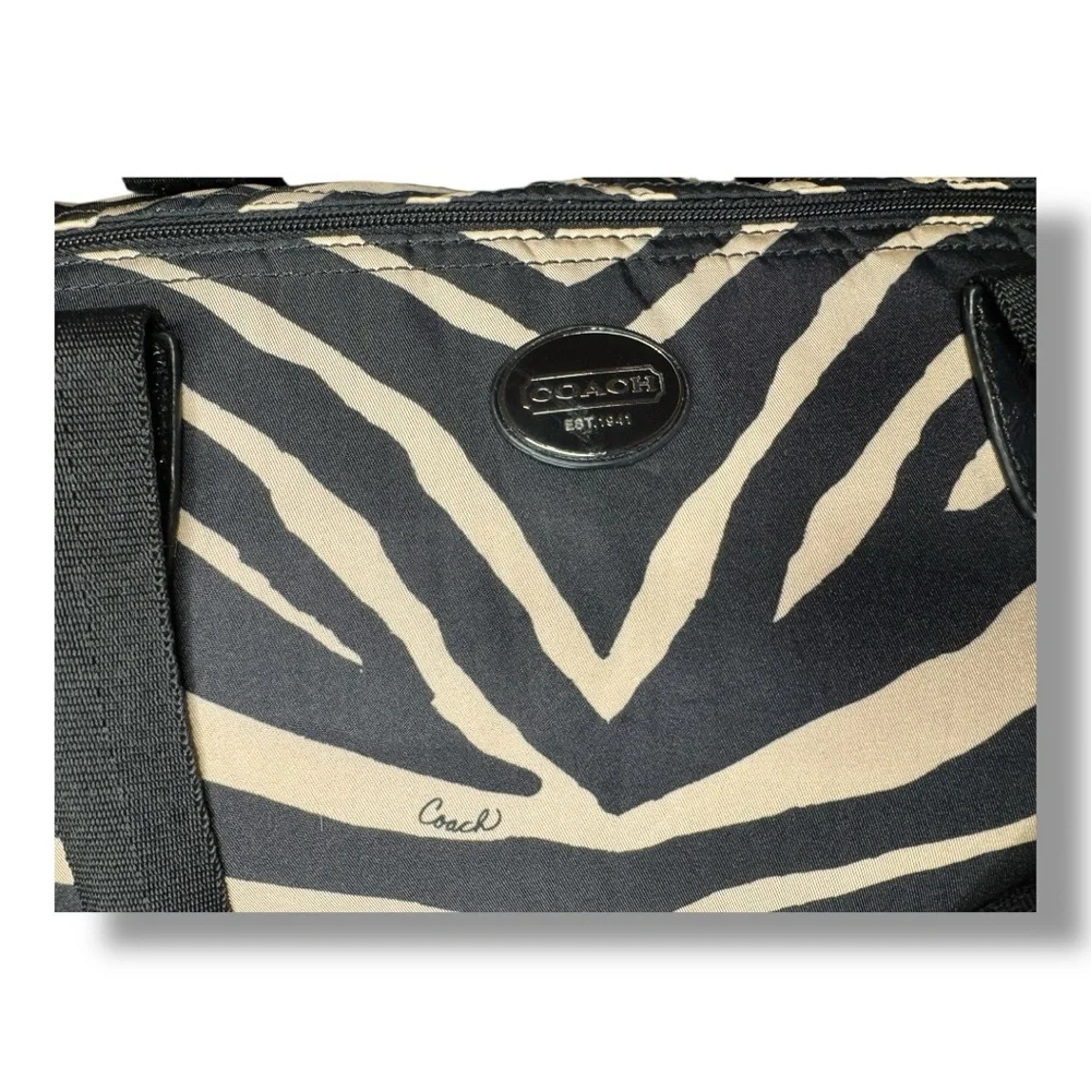 Coach Zebra Print Canvas Tote Bag in Black & Cream